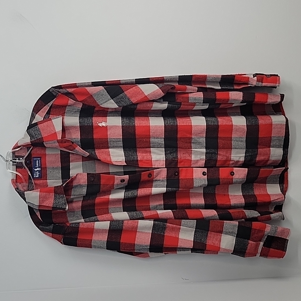 POLO Ralph Lauren Red Black Flannel Plaid Button Down Men's Large
